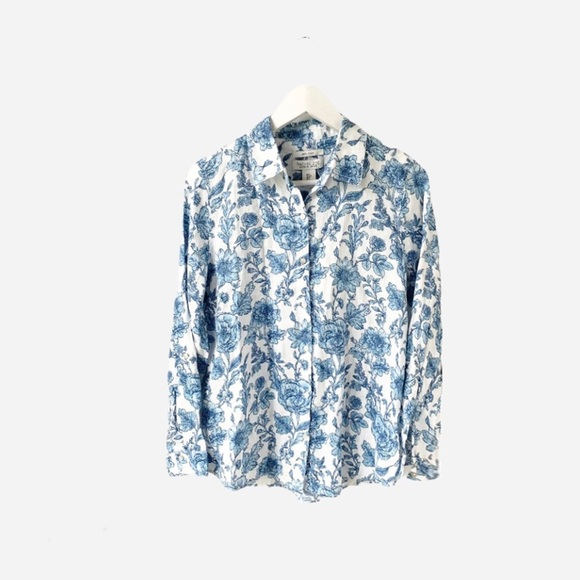 🌸New🌸Rachel Zoe Button Up Blue Floral Shirt Sz S - Picture 2 of 13